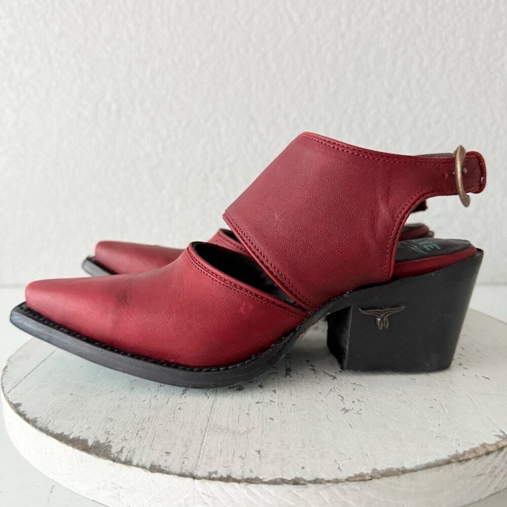 Lane Robin Mule Red Cowboy Boots Womens Western Short Ankle Snip Toe Size 5 - Picture 6 of 12